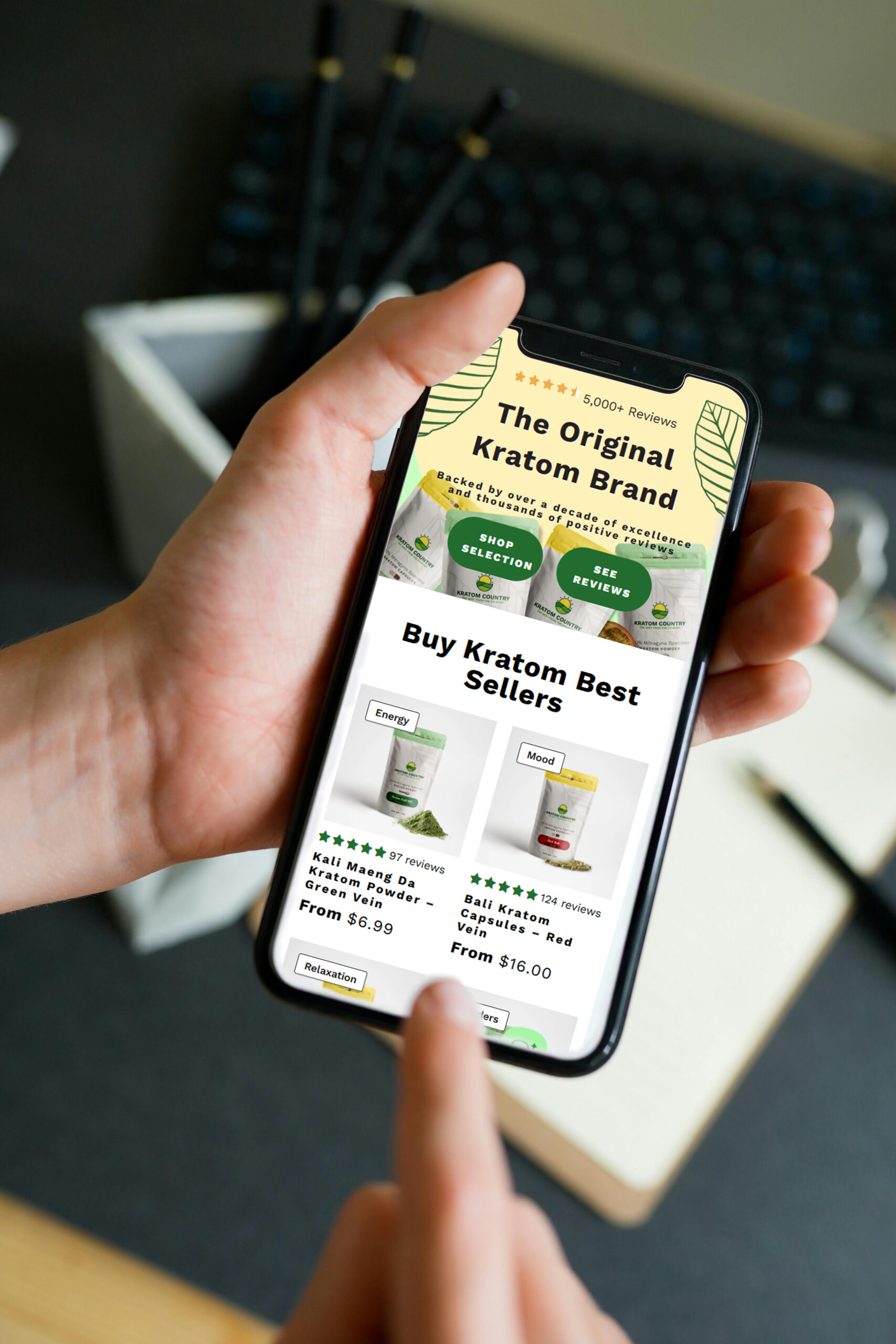 Kratom Country homepage hero screenshot