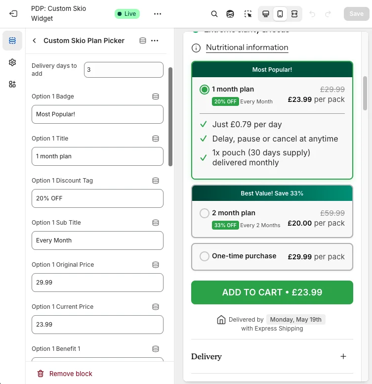 Custom Shopify buy box by Silver Ponies